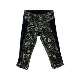 Lululemon Green Floral Mesh Capri Leggings